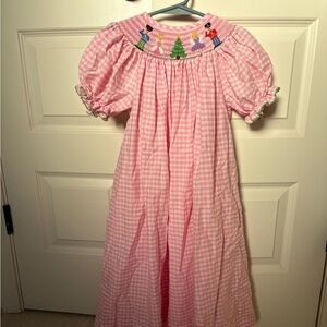 Christmas Nutcracker Smocked Pink Gingham Dress